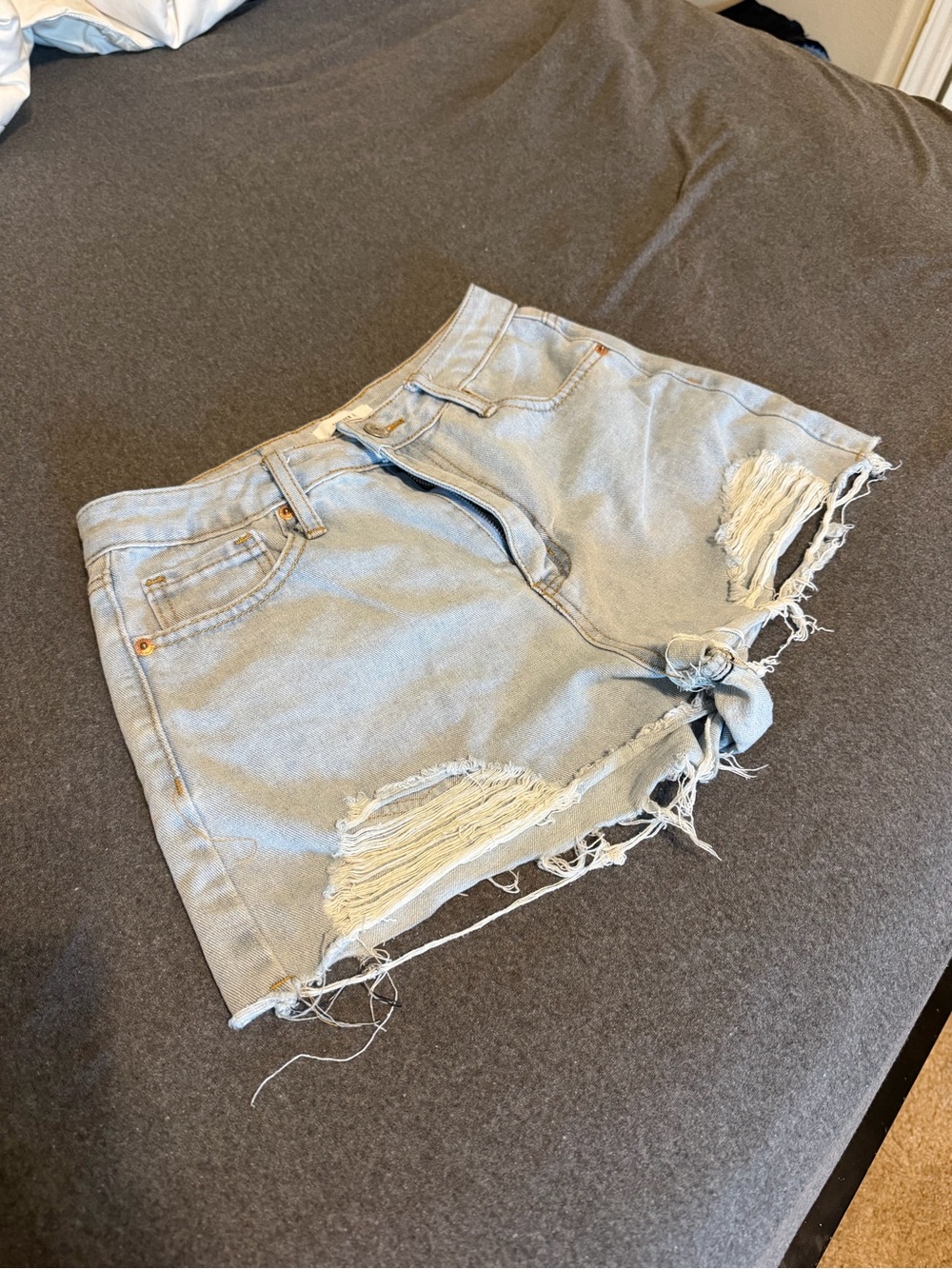 Forever 21 Light Blue Distressed Denim Shorts